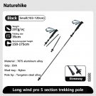 Black Small 1 pc_Naturehike Trekking Poles Carbon Fiber 7075 Aluminum Alloy Five-section Folding Sti
