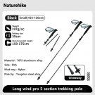 Black Small 2 pcs_Naturehike Trekking Poles Carbon Fiber 7075 Aluminum Alloy Five-section Folding St