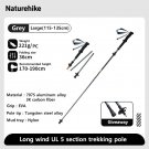 Grey Large 1 pc_Naturehike Trekking Poles Carbon Fiber 7075 Aluminum Alloy Five-section Folding Stic