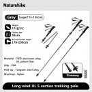 Grey Large 2 pcs_Naturehike Trekking Poles Carbon Fiber 7075 Aluminum Alloy Five-section Folding Sti