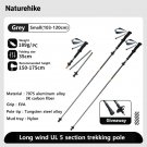 Grey Small 2 pcs_Naturehike Trekking Poles Carbon Fiber 7075 Aluminum Alloy Five-section Folding Sti