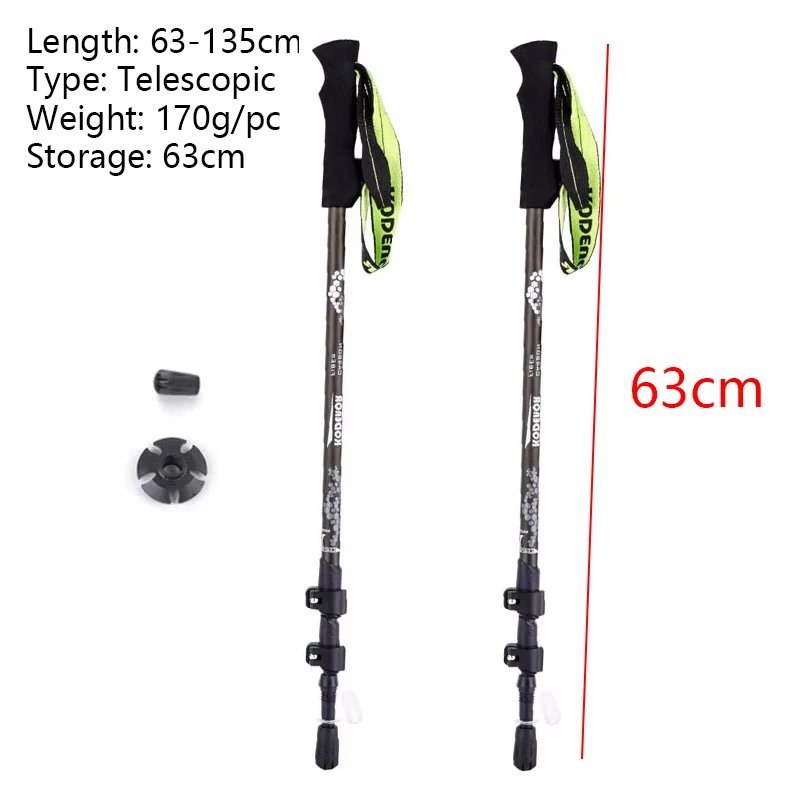 Grey white 1 pair_2pcs Walking Stick Carbon Cane 3 Sections 63-135cm EVA Straight Grip Handle Alpens
