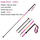 2pcs Pink 110cm_1Pair AONIJIE E4214 Hiking Carbon Fiber Cross-country Poles Folding Trekking Pole Li