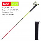 1pcRed short_Carbon Fiber Folding Walking Stick 5 sections Adjustable Lightweight Mountain-climbing 