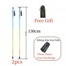 E2-2P 130CM_2PCS Carbon Fiber Five Section Folding Hiking Stick Ultra Lightweight Portable Hiking St