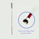 125cm silver red_Titanium Retractile Crutch 125/138cm Expandable Trekking Pole for Old Man Multifunc