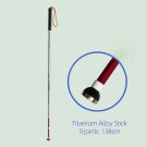 138cm silver red_Titanium Retractile Crutch 125/138cm Expandable Trekking Pole for Old Man Multifunc