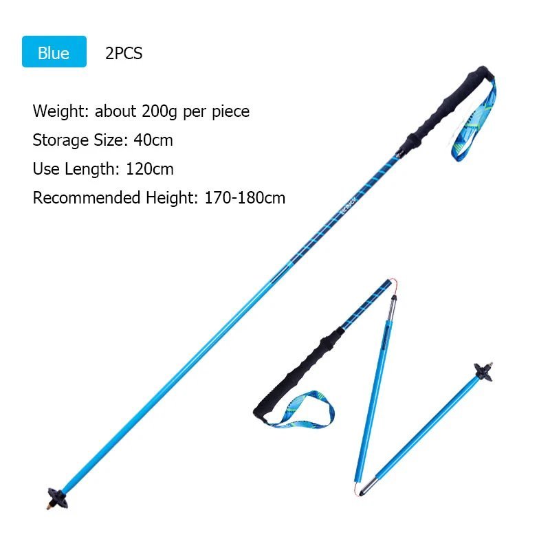 E4202 2Pcs 120CMBlue_2PCS AONIJIE E4201 Lightweight Folding Collapsible Quick Lock Trekking Pole Hik