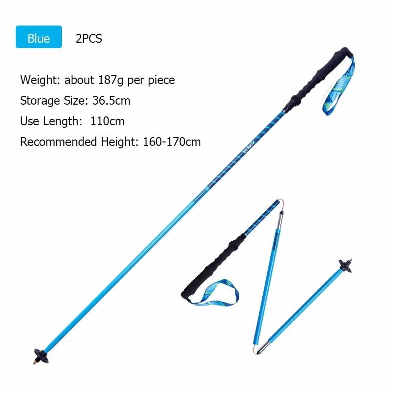 E4202 2Pcs110CM Blue_2PCS AONIJIE E4201 Lightweight Folding Collapsible Quick Lock Trekking Pole Hik
