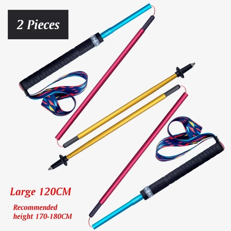 Rainbow 2 Pcs 120CM_2PCS AONIJIE E4201 Lightweight Folding Collapsible Quick Lock Trekking Pole Hiki