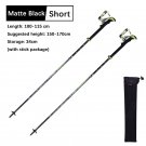 Black shortx2_2pcs PIONEER Carbon Fiber Folding Walking Stick 5 sections Adjustable Alpenstocks Outd