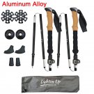 folding aluminum_4 Sections Outdoor Folding/Telescopic Trekking Pole Camping Portable Walking Stick 