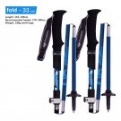 Blue_2pcs Walking Stick Folding 5 sections Trekking Poles (2 Carbon Fiber +3 Aluminium alloy) Mounta