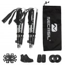 Kit 2-Black_Lighten Up Folding Trekking Poles Carbon Fiber Ultralight Quick Lock Walking Stick Hikin