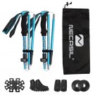 Kit 2-Blue_Lighten Up Folding Trekking Poles Carbon Fiber Ultralight Quick Lock Walking Stick Hiking
