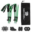 Kit 2-Green_Lighten Up Folding Trekking Poles Carbon Fiber Ultralight Quick Lock Walking Stick Hikin