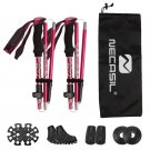Kit 2-Mei red_Lighten Up Folding Trekking Poles Carbon Fiber Ultralight Quick Lock Walking Stick Hik