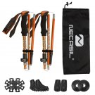 Kit 2-Orange_Lighten Up Folding Trekking Poles Carbon Fiber Ultralight Quick Lock Walking Stick Hiki