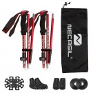 Kit 2-Red_Lighten Up Folding Trekking Poles Carbon Fiber Ultralight Quick Lock Walking Stick Hiking 