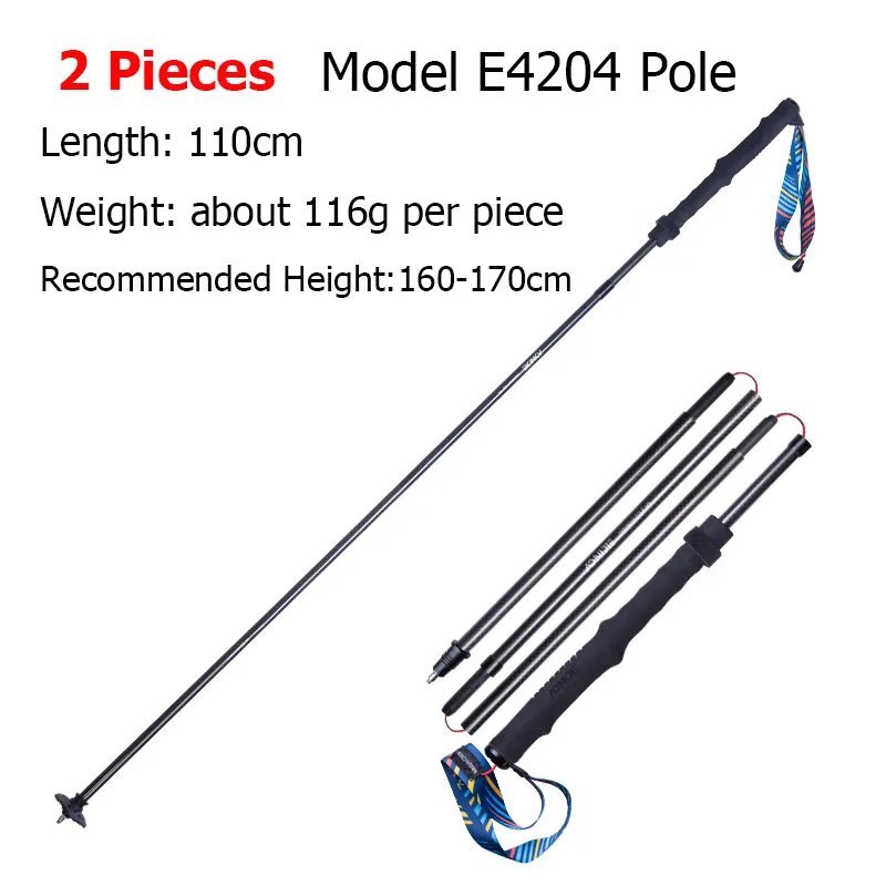 E4204 2PCS 110CM_AONIJIE E4204 Lightweight Folding Trekking Poles Carbon Fiber Walking Stick Drawstr