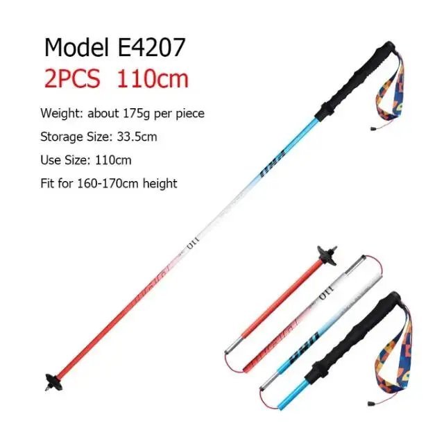 E4207 110cm blue_AONIJIE E4204 Lightweight Folding Trekking Poles Carbon Fiber Walking Stick Drawstr