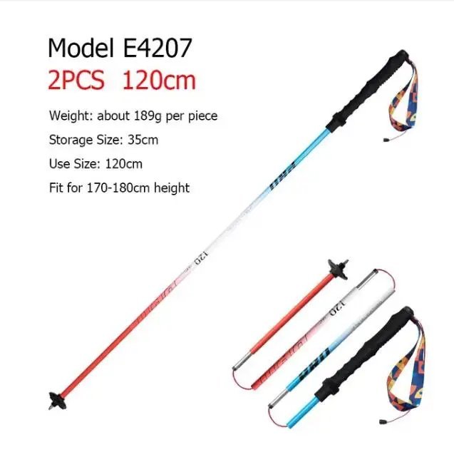 E4207 120cm blue_AONIJIE E4204 Lightweight Folding Trekking Poles Carbon Fiber Walking Stick Drawstr