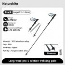 Black Large 1 pc_Naturehike Walking Stick Ultralight Foldable 5-section Carbon Aluminium Alloy Hikin