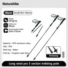 Black Small 2 pcs_Naturehike Walking Stick Ultralight Foldable 5-section Carbon Aluminium Alloy Hiki