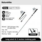Grey Large 1 pc_Naturehike Walking Stick Ultralight Foldable 5-section Carbon Aluminium Alloy Hiking