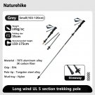 Grey Small 1 pc_Naturehike Walking Stick Ultralight Foldable 5-section Carbon Aluminium Alloy Hiking