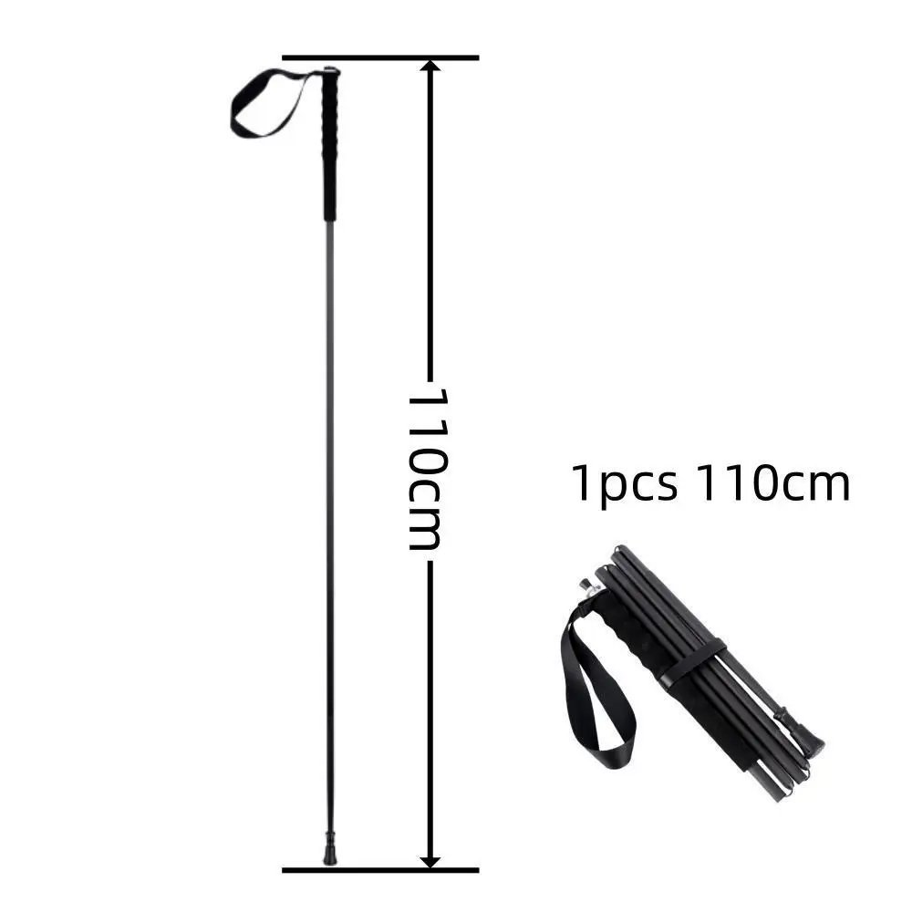 Black 1pcs 110cm_Ultra Light Weight Trekking Poles Foldable Hiking Sticks Carbon Fiber Hiking Poles 