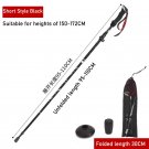 Black Short Style_Trekking Pole Folding Aluminum Alloy Ultra Light Ultra Short Telescopic Cane Outdo