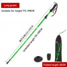 Green Long Style_Trekking Pole Folding Aluminum Alloy Ultra Light Ultra Short Telescopic Cane Outdoo