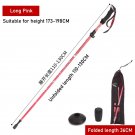 Pink Long Style_Trekking Pole Folding Aluminum Alloy Ultra Light Ultra Short Telescopic Cane Outdoor