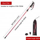Pink Short Style_Trekking Pole Folding Aluminum Alloy Ultra Light Ultra Short Telescopic Cane Outdoo