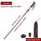 Red long style_Trekking Pole Folding Aluminum Alloy Ultra Light Ultra Short Telescopic Cane Outdoor 