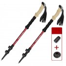 2PCS Red_2PCS Trekking Poles Walking Sticks Alpenstock Telescopic Ultralight Premium Adjustable with