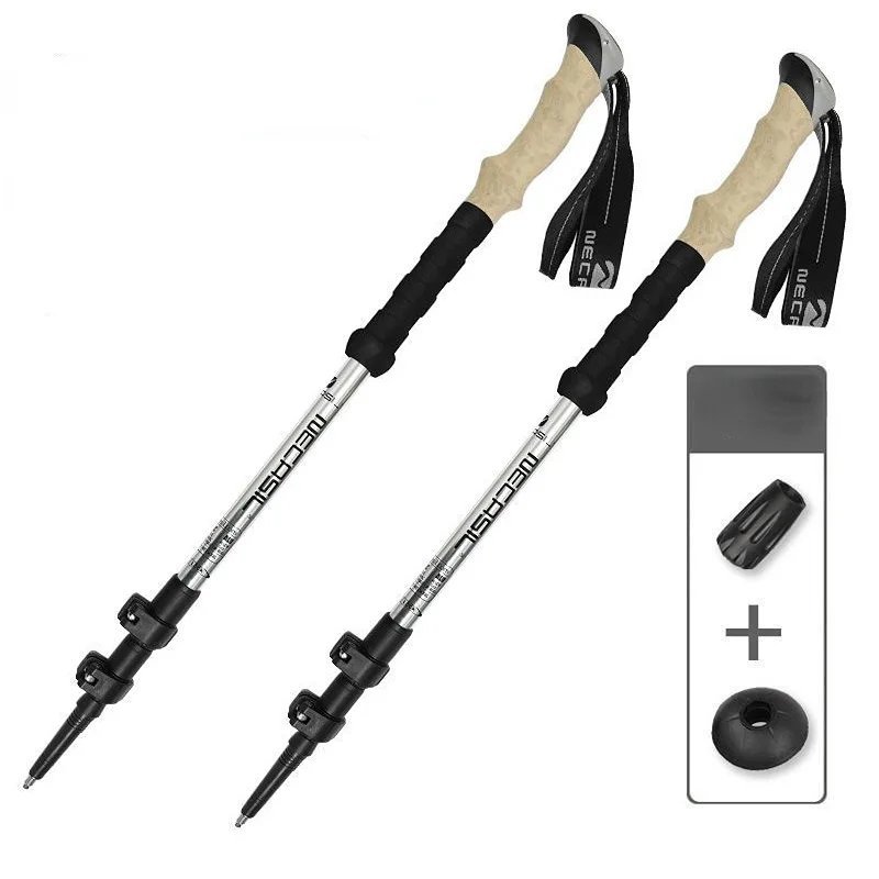 2PCS Silver_2PCS Trekking Poles Walking Sticks Alpenstock Telescopic Ultralight Premium Adjustable w