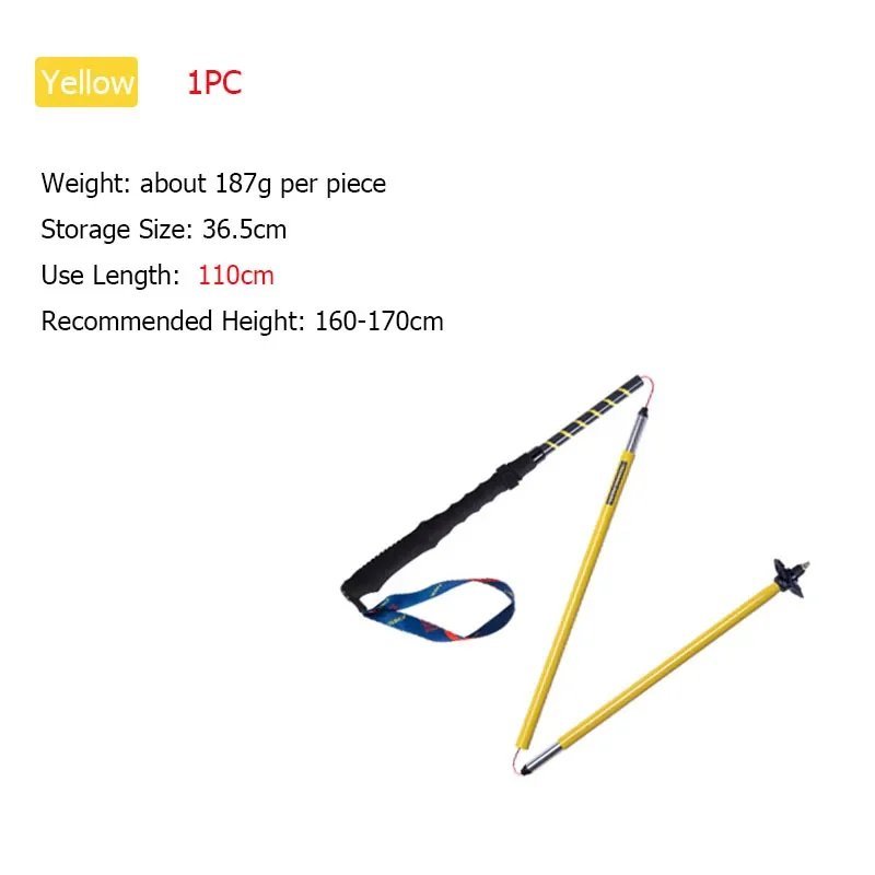 1PC 110cm Yellow_AONIJIE E4201 Lightweight Folding Collapsible Quick Lock Trekking Pole Hiking Pole 