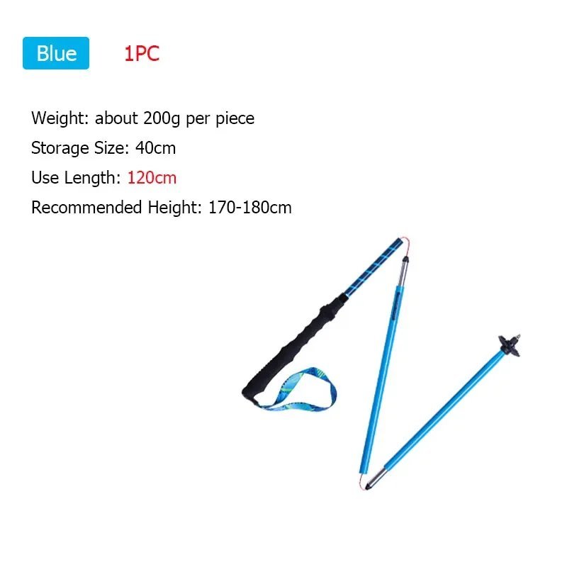 1PC 120cm Blue_AONIJIE E4201 Lightweight Folding Collapsible Quick Lock Trekking Pole Hiking Pole Tr