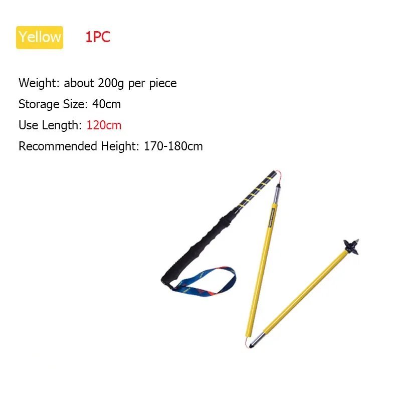1PC 120cm Yellow_AONIJIE E4201 Lightweight Folding Collapsible Quick Lock Trekking Pole Hiking Pole 