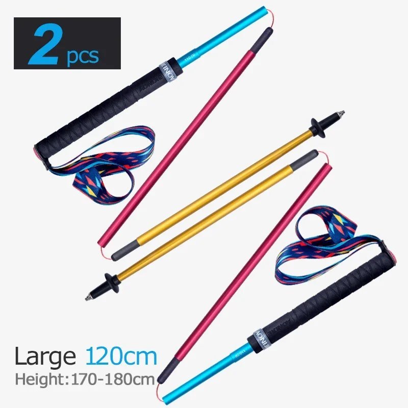 2pcs 120cm Rainbow_AONIJIE E4201 Lightweight Folding Collapsible Quick Lock Trekking Pole Hiking Pol