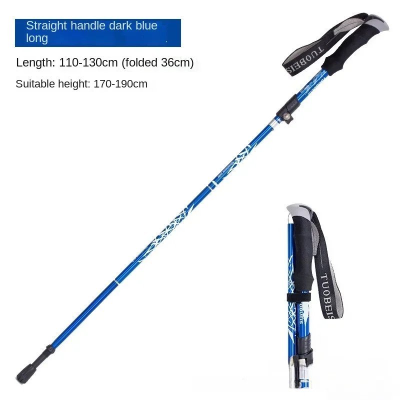 Blue-110-130cm_5 Section Outdoor Fold Trekking Pole Camping Portable Walking Hiking Stick for Nordic