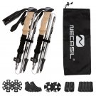 2pcs Silver_2pcs Foldable Hiking Stick,Climbing Sticks Ultralight with Quick-Lock System Nordic walk