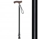 black_Pioneer Canes T-shape Handle 7075 Aluminum Walking Stick For Elderly Adjustable Length 62.5-10