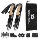 Black_2pcs Foldable Trekking Poles Walking Stick With Quick-Lock System Lightweight Aluminum Trekkin