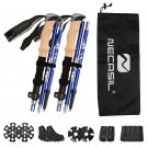 Blue_2pcs Foldable Trekking Poles Walking Stick With Quick-Lock System Lightweight Aluminum Trekking