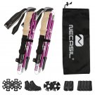 Purple_2pcs Foldable Trekking Poles Walking Stick With Quick-Lock System Lightweight Aluminum Trekki