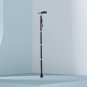 black_Steering Handle Walking Stick Adjustable 106cm Titanium Aluminum Alloy Extendable Trekking Pol