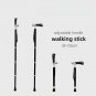 black_Steering Handle Walking Stick Adjustable 106cm Titanium Aluminum Alloy Extendable Trekking Pol